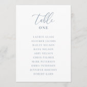 ダスティブルーモダンエレガントなウェディングテーブルシートカード (正面)