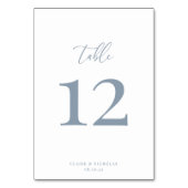 ダスティブルーモダンエレガントなウェディングテーブル番号 テーブルナンバー (正面)