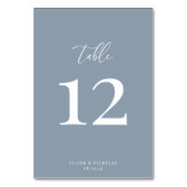 ダスティブルーモダンエレガントなウェディングテーブル番号 テーブルナンバー (正面)