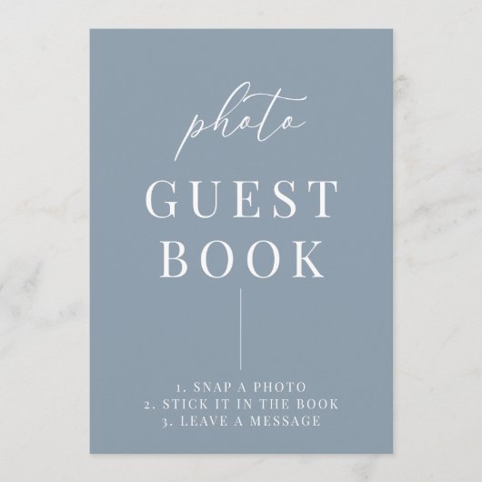 ダスティブルーモダンエレガントなウェディングフォトブックサイン (正面)