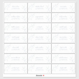 ダスティブルーモダンスクリプトボタニカルゲストアドレス シール