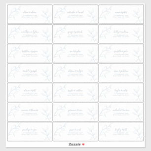 ダスティブルーモダンスクリプトボタニカルゲストアドレス シール