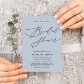 ダスティブルーモダンスクリプトミニマルブライダルシャワー 招待状