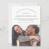 ダスティブルーモダンスクリプト植物写真結婚の 招待状 (正面)