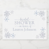 ダスティブルーモダンスノーフレークウィンターブライダルシャワー スパークリングワインラベル (シングルラベル)