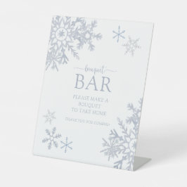 ダスティブルーモダンスノーフレークウィンターブーケバー 台座サイン