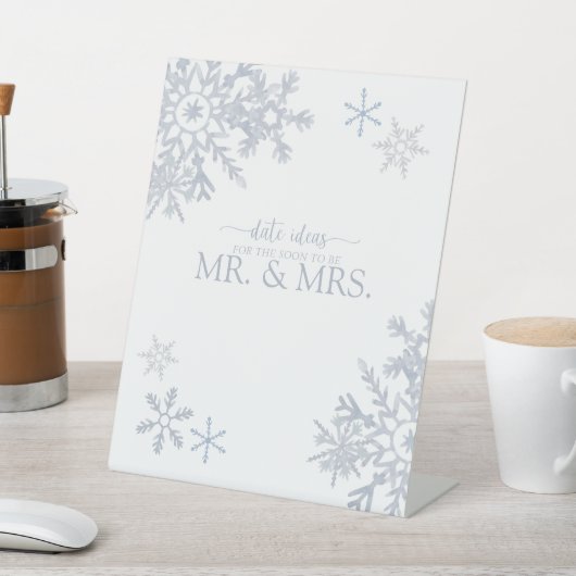 ダスティブルーモダンスノーフレーク冬期アイディア 台座サイン (インサイチュ)