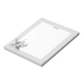 ダスティブルーモダンネイビーフローラブーケ花嫁 ノートパッド (回転)