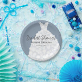 ダスティブルーモダンフローラガウンブライダルシャワー ペーパープレート (パーティー)