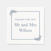 ダスティブルーモダンフローラディナーカクテル スタンダードカクテルナプキン (正面)