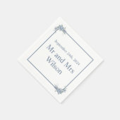 ダスティブルーモダンフローラディナーカクテル スタンダードカクテルナプキン (角)