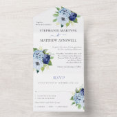 ダスティブルーモダンフローラボ結婚タニカル オールインワン招待状 (内側)