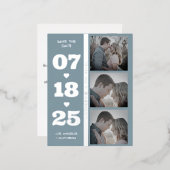 ダスティブルーモダンミニマはっきりしたリスト日付3 箔シーズンポストカード (正面/裏面)