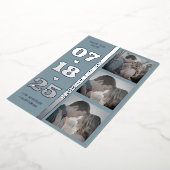 ダスティブルーモダンミニマはっきりしたリスト日付3 箔招待状 (回転した状態)