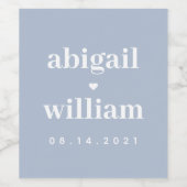 ダスティブルーモダンミニマシンプルリス結婚ト ワインラベル (シングルラベル)