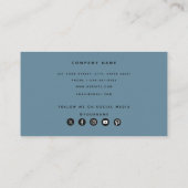 ダスティブルーモダンミニマリストのソーシャルメディアのアイコン 名刺 (裏面)