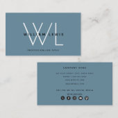 ダスティブルーモダンミニマリストのソーシャルメディアのアイコン 名刺 (正面/裏面)