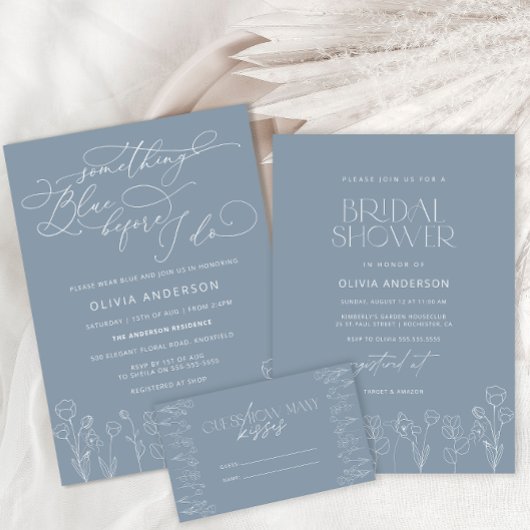 ダスティブルーモダンミニマリストは数キスを推測 エンクロージャーカード