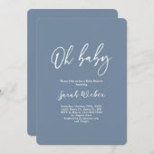 ダスティブルーモダンミニマリスト赤ちゃんシャワー男の子Invite 招待状 (正面/裏面)