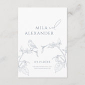 ダスティブルーモダンヴィンテージ結婚フローラ詳細 エンクロージャーカード (裏面)