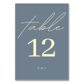 ダスティブルーモノグラミニマルムモダン結婚ズ テーブルナンバー (裏面)