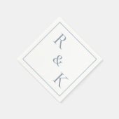 ダスティブルーモノグラムイニシャル結婚ズレター2025 スタンダードカクテルナプキン (角)