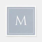 ダスティブルーモノグラムエレガントイニシャル スタンダードカクテルナプキン (正面)