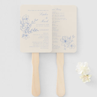 ダスティブルーモノグラムクレスト結婚式 プログラムハンドファン ハンドファン