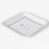 ダスティブルーモノグラムシンプルイニシャル結婚ズ ペーパープレート (傾斜あり)