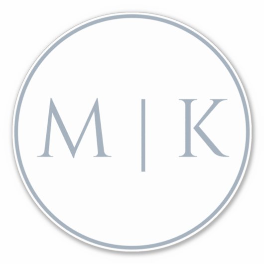 ダスティブルーモノグラムシンプル名ミニマル名結婚式 シール (正面)