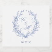 ダスティブルーモノグラムボタニカルリース結婚ズ ビールラベル (シングルラベル)