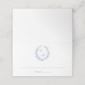 ダスティブルーモノグラムボタニカルリース結婚ズ プレイスカード (外部開封)