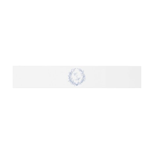 ダスティブルーモノグラムボタニカルリース結婚ズ 招待状ベリーバンド (フラット)