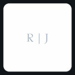 ダスティブルーモノグラムミニマルイニシャル結婚ズ スクエアシール<br><div class="desc">文字テンプレートで設計モノグラムのされたイニシャルはカスタマイズ!</div>