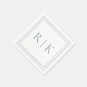 ダスティブルーモノグラムミニマルイニシャル結婚ズ スタンダードカクテルナプキン (角)