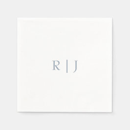 ダスティブルーモノグラムミニマルイニシャル結婚ズ スタンダードカクテルナプキン