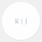 ダスティブルーモノグラムミニマルイニシャル結婚ズ ラウンドシール (正面)