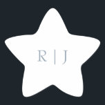 ダスティブルーモノグラムミニマルイニシャル結婚ズ 星シール<br><div class="desc">文字テンプレートで設計モノグラムのされたイニシャルはカスタマイズ!</div>