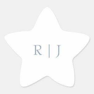 ダスティブルーモノグラムミニマルイニシャル結婚ズ 星シール