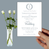 ダスティブルーモノグラムリースホワ結婚イト 招待状