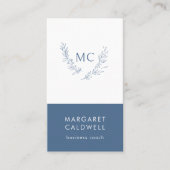 ダスティブルーモノグラムリース垂直 名刺 (正面)