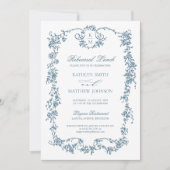 ダスティブルーモノグラムヴィンテージフレームリハーサル昼食 招待状 (正面)