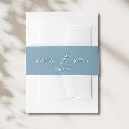 ダスティブルーモノグラム結婚ズベリーバンド 招待状ベリーバンド