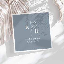 ダスティブルーモノグラム結婚ズ スタンダードランチョンナプキン