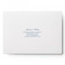 ダスティブルーモノグラム結婚フローラ封筒