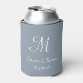ダスティブルーモノグラム結婚式パーティーのお願い 缶クーラー