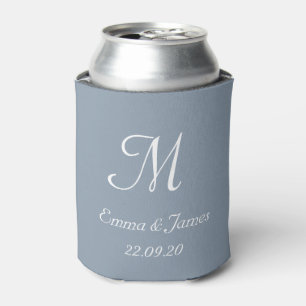 ダスティブルーモノグラム結婚式パーティーのお願い 缶クーラー