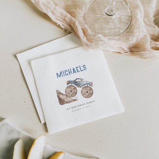 ダスティブルーモンスタートラック誕生日 スタンダードランチョンナプキン