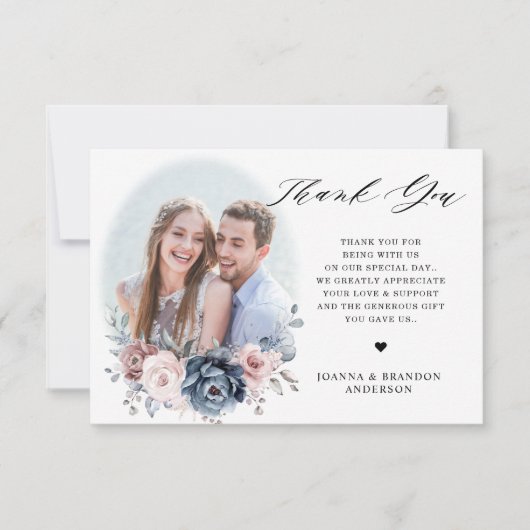 ダスティブルーモーブバラピンクフローラ写真 サンキューカード (正面)