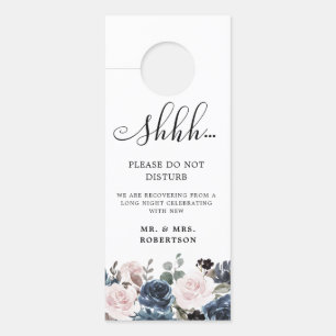 ダスティブルーモーブバラピンク石板結婚フローラズ  ドアノブサイン